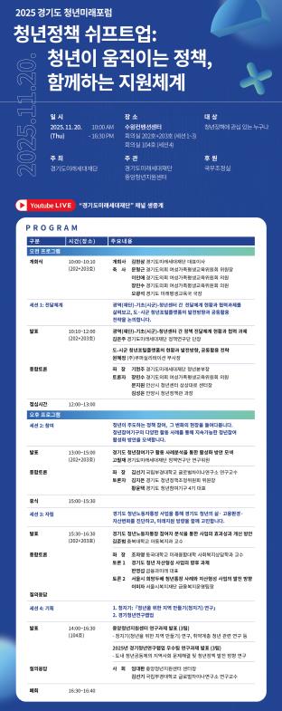 '청년정책의 내일을 말하다' 경기도미래세대재단, 20일 '청년미래포럼' 개최 기사 이미지