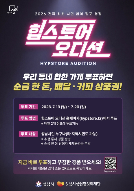 성남시, 특색 점포 뽑는 '힙스토어 오디션' 13~26일 시민 투표 기사 이미지