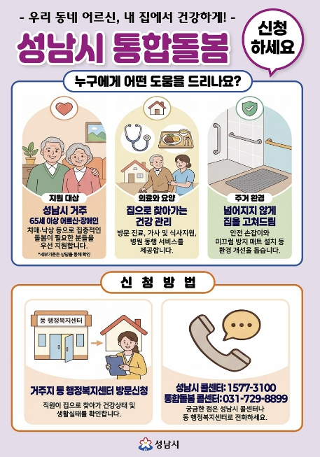 성남시, 통합돌봄 대상자 집중 발굴 나서 '내 집에서 건강하게' 기사 이미지