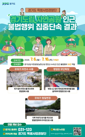 경기도 특사경, 경기도립 자연공원 인근 불법행위 18건 적발 기사 이미지